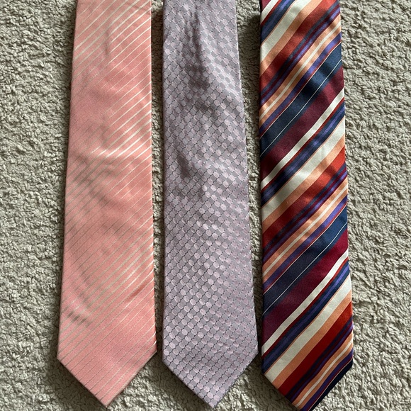 3 Hugo Boss Ties Mandarin/Purple/Stripped - Picture 1 of 10